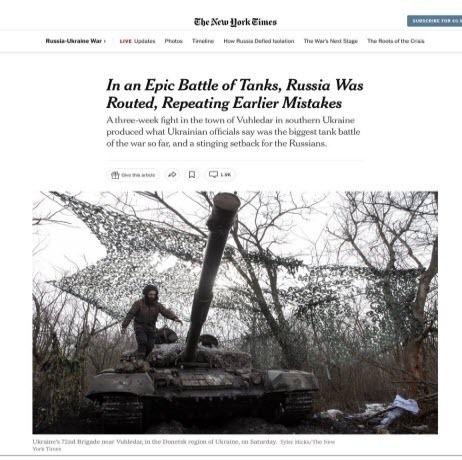 Україна виграла найбільшу танкову битву за всю війну. NYT розповідає про бої у Вугледарі